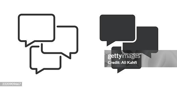 speech bubble thin line and glyph solid icon. editable stroke and perfect pixel isolated on transparent background - thinking hard stock illustrations