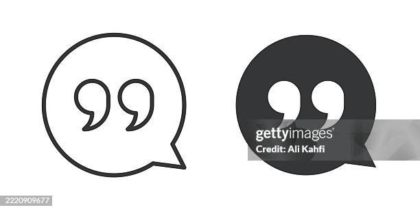 speech bubble thin line and glyph solid icon. editable stroke and perfect pixel isolated on transparent background - quote mark icon stock illustrations