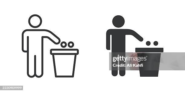 trash thin line and glyph solid icon. editable stroke and perfect pixel isolated on transparent background - tree removal stock illustrations