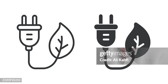 Green Plug thin line and glyph solid icon. Editable stroke and perfect pixel isolated on transparent background Green Plug thin line and glyph solid icon. Editable stroke and perfect pixel isolated on transparent background