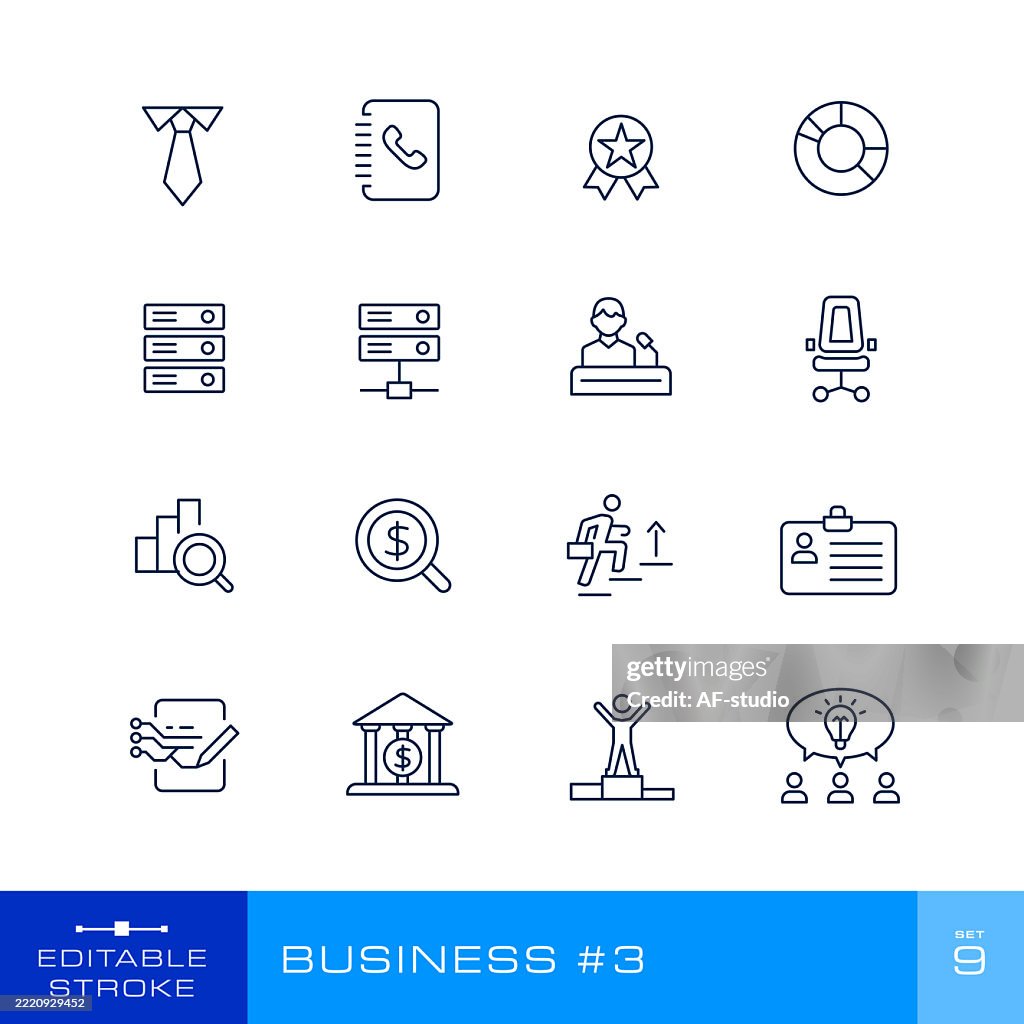 Business Icon Set #3 - Editable Stroke