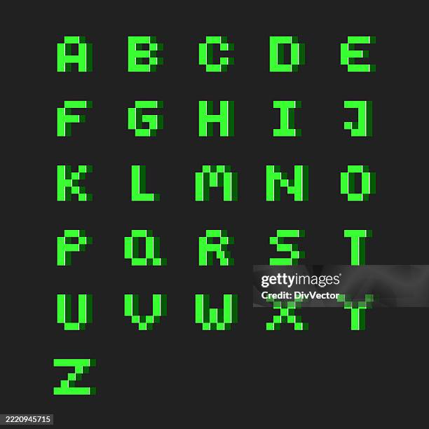 pixel font vector set - pixelated stock illustrations