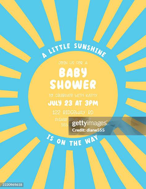 cute sunshine baby shower template - congratulations blue background stock illustrations