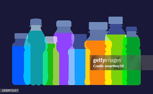fruit juice bottles - polystyrene stock illustrations