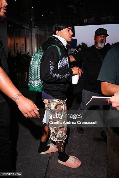 Ozuna arrives at Milan airport on June 19, 2025 in Milan, Italy.
