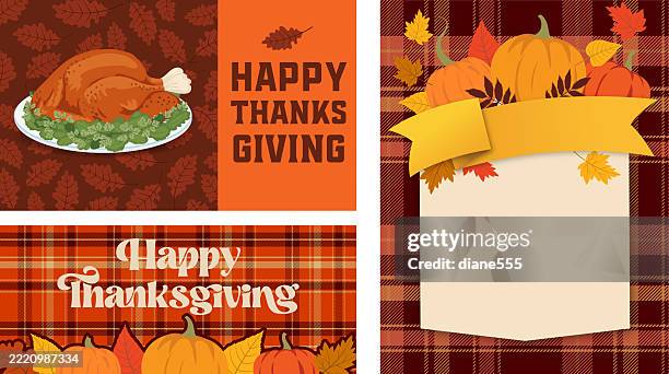 thanksgiving banners and signs set - dinner invitation background stock illustrations