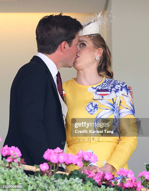 Edoardo Mapelli Mozzi and Princess Beatrice of York attend on day three of Royal Ascot at Ascot Racecourse on June 19, 2025 in Ascot, England.