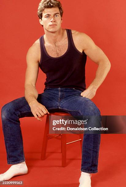 American actor and model Jon-Erik Hexum poses for a portrait in Los Angeles, California, circa 1983.