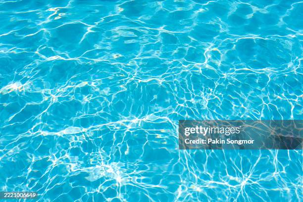 swimming pool surface with light reflection and water ripple patterns. - pool reflection stock pictures, royalty-free photos & images
