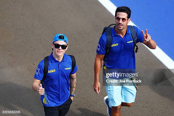 Zane Maloney of Barbados and Lola Yamaha ABT Formula E Team and Lucas di Grassi of Brazil and Lola Yamaha ABT Formula E Team arrive in the Pitlane...