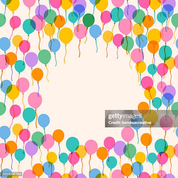 balloon birthday isolated on beige background - rainbow confetti stock illustrations
