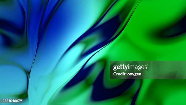 fluid abstract blend of blue and green with smooth waves. abstract digital artwork featuring flowing blue and green tones with smooth, liquid-like curves and gradients. - blender explosion stock pictures, royalty-free photos & images