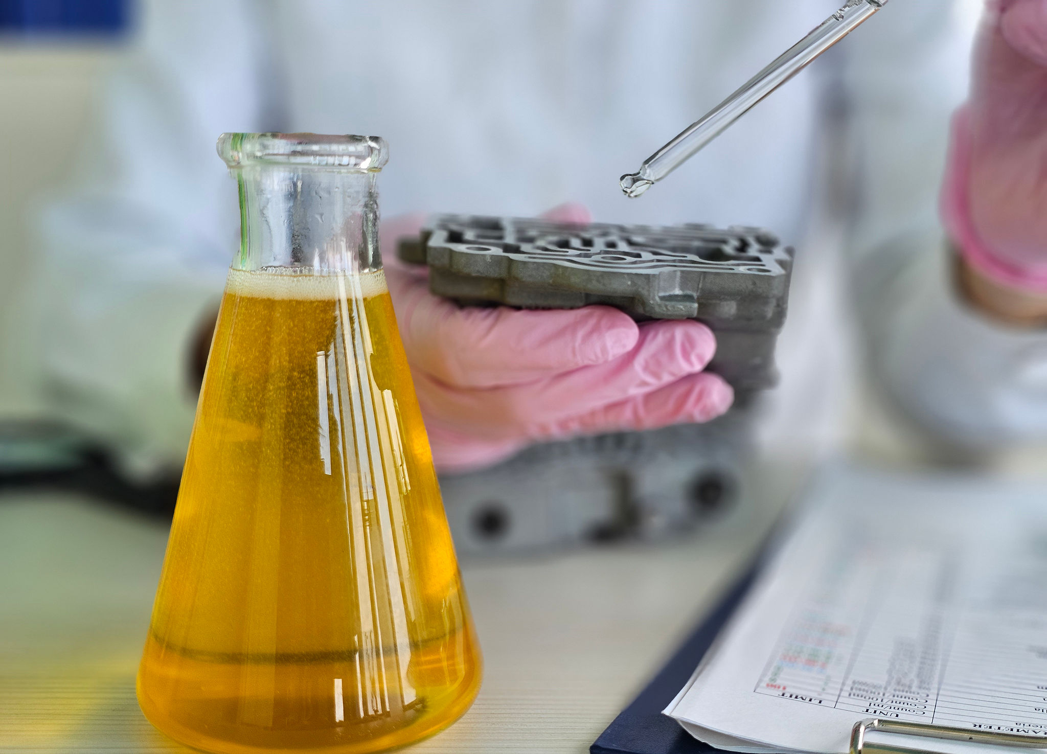 Laboratory technician conducting experiments with liquid samples and chemical materials in a research facility concept Laboratory technician conducting experiments with liquid samples and chemical materials in a research facility concept
