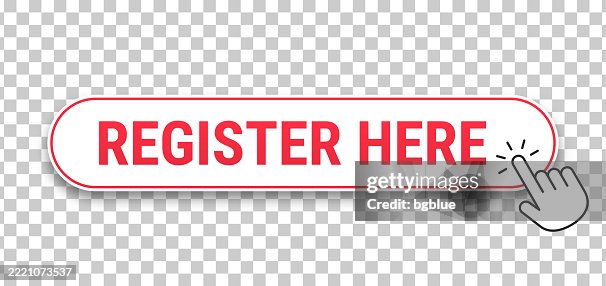 Click Register Sticker Register Here 3d Click Web Button With Hand Cursor On Blank Background ...