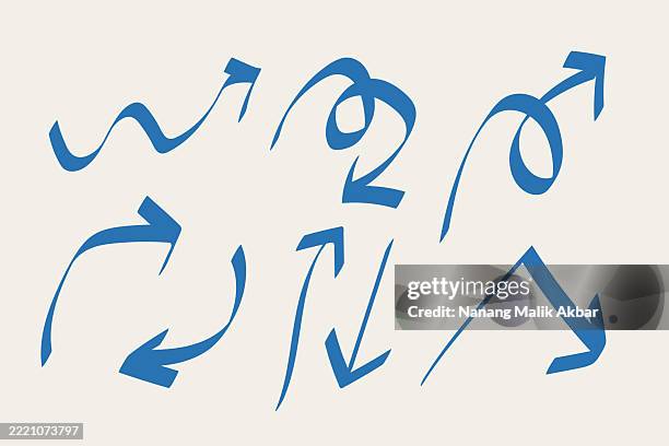arrow hand drawn icon set - chalk circle stock illustrations