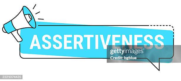 assertiveness - speech bubble and megaphone on white background - assertiveness stock illustrations