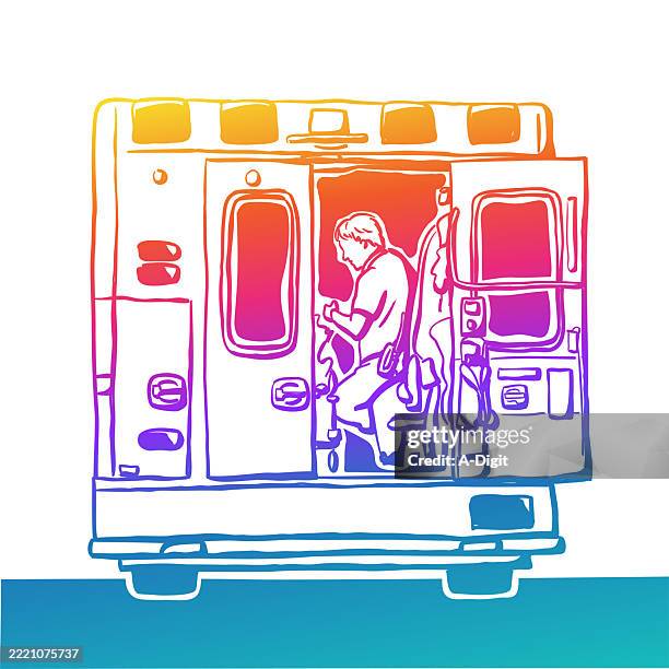 ambulancereadinessparamedicrainbow - attendance stock illustrations