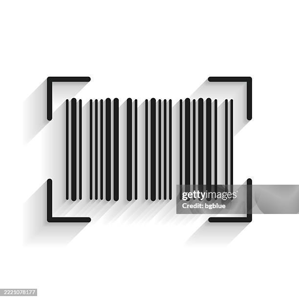 barcode scan. line icon with long shadow on white background - scanning barcode stock illustrations
