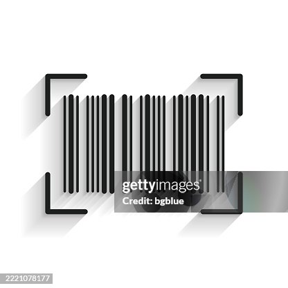 Barcode scan. Line icon with long shadow on white background Barcode scan. Line icon with long shadow on white background