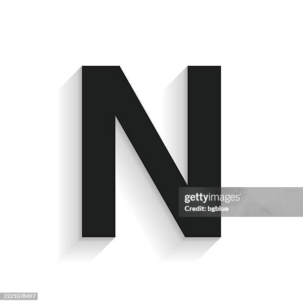 letter n. icon with long shadow on white background - n white stock illustrations