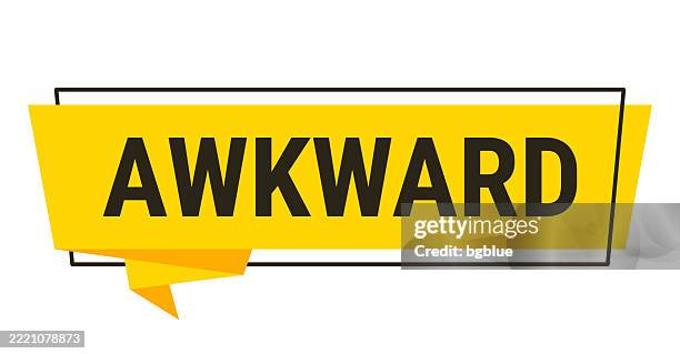 awkward - yellow speech bubble on white background - impossible geometry letters stock illustrations