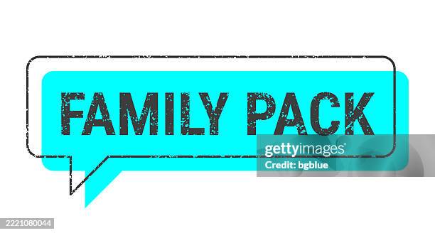 family pack - blue grunge speech bubble on blank background - family talk online stock illustrations