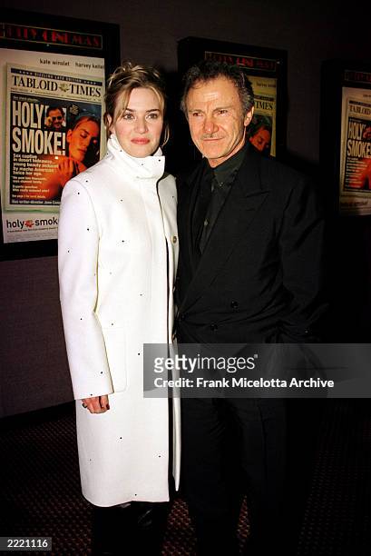 Kate Winslet and Harvey Kietel at the New York premiere of Jane Campion's HOLY SMOKE by Miramax films, 1/10/00.