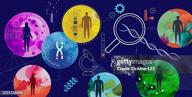 stockillustraties, clipart, cartoons en iconen met genomics and epigenomics research concept - wetenschappelijk onderzoek