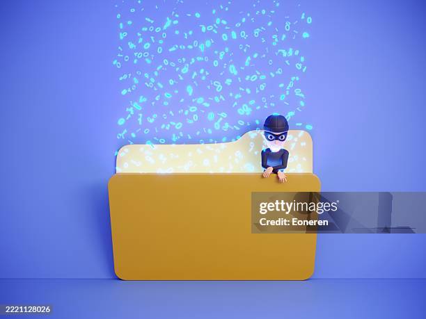 spy looking from opened pc folder - internet danger stock pictures, royalty-free photos & images