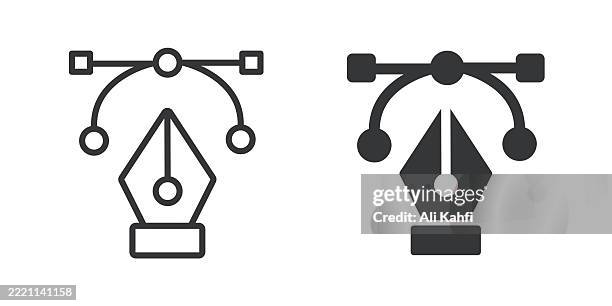 graphic design thin line and glyph solid icon. editable stroke and perfect pixel isolated on transparent background - responsive design stock illustrations