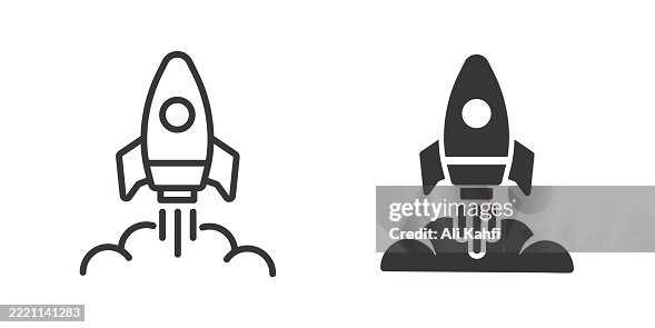 Launching thin line and glyph solid icon. Editable stroke and perfect pixel isolated on transparent background Launching thin line and glyph solid icon. Editable stroke and perfect pixel isolated on transparent background