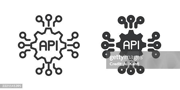 api dünne linie und glyphe solides symbol. bearbeitbarer strich und perfekte pixel isoliert auf transparentem hintergrund - programmierschnittstelle stock-grafiken, -clipart, -cartoons und -symbole