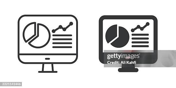 web analytics thin line and glyph solid icon. editable stroke and perfect pixel isolated on transparent background - data analyst stock illustrations
