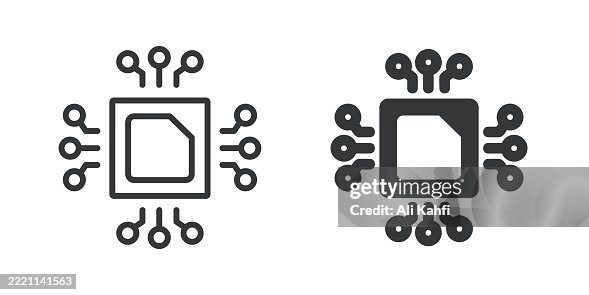 C P U thin line and glyph solid icon. Editable stroke and perfect pixel isolated on transparent background C P U thin line and glyph solid icon. Editable stroke and perfect pixel isolated on transparent background