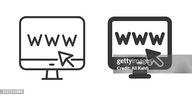 domain name thin line and glyph solid icon. editable stroke and perfect pixel isolated on transparent background - hypertext transfer protocol stock illustrations