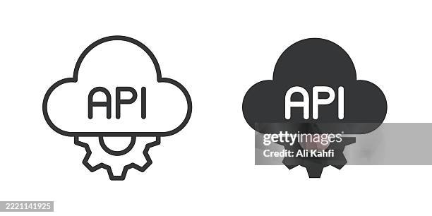 api-symbol für dünne linie und glyphe. bearbeitbarer strich und perfekte pixel isoliert auf transparentem hintergrund - programmierschnittstelle stock-grafiken, -clipart, -cartoons und -symbole