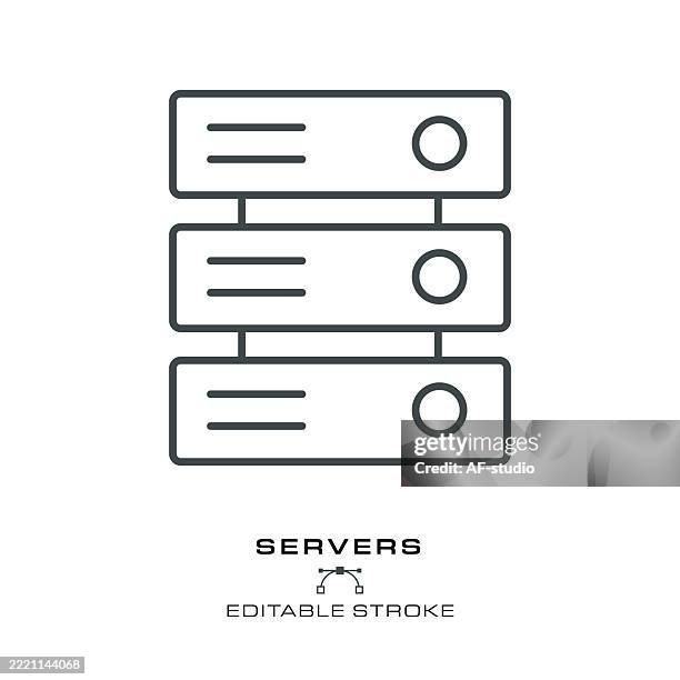 server stack linear icon – editable stroke vector of data storage units - tech stack stock illustrations
