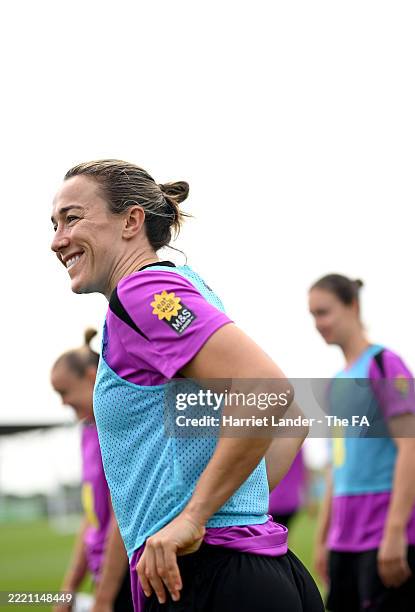 Lucy Bronze of England looks on during a training session at St Georges Park on June 20, 2025 in Burton-upon-Trent, England.
