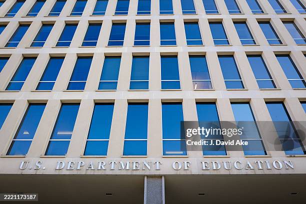 Sign marks the entrance to the U.S. Department of Education headquarters building on June 20 in Washington, DC.