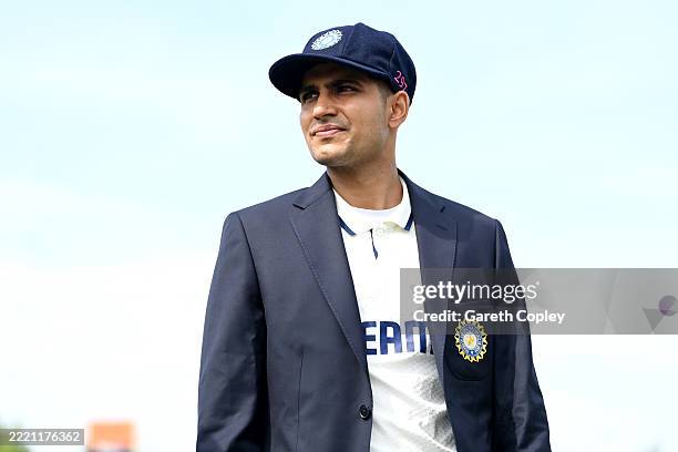 India captain Shubman Gill waits for the toss on day one of 1st Rothesay Test Match between England and India at Headingley on June 20, 2025 in...