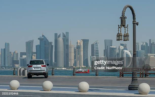 The skyline of West Bay, Al Dafna, is seen from Mina District in Doha, Qatar, on June 24 after Iran launches a missile attack on the U.S. Al Udeid...