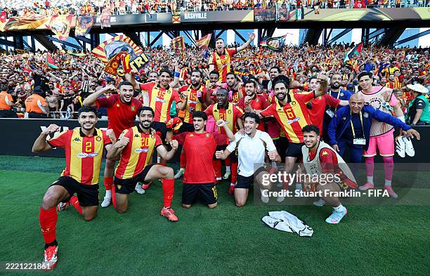 Esperance De Tunisie pose for a photo after the team's victory during the FIFA Club World Cup 2025 group D match between Los Angeles Football Club...