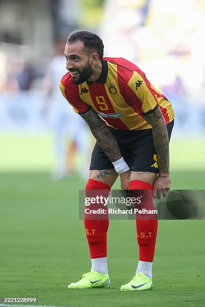 Rodrigo Rodrigues of Esperance de Tunis pulls his socks up during the FIFA Club World Cup 2025 group D match between Los Angeles Football Club and...