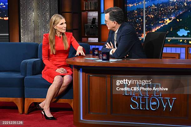The Late Show with Stephen Colbert and guest Nicolle Wallace during Tuesday's June 10, 2025 show.