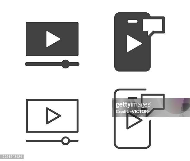 video and phone - illustration icons - streaming services stock illustrations