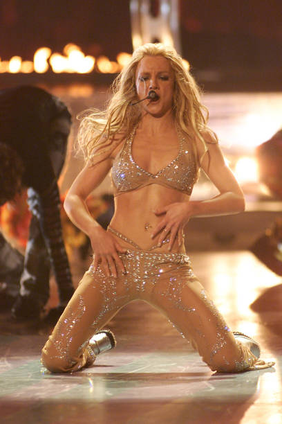 Britney Spears performing on the 2000 MTV Video Music Awards at Radio City Music Hall in new York City, 9/7/00.