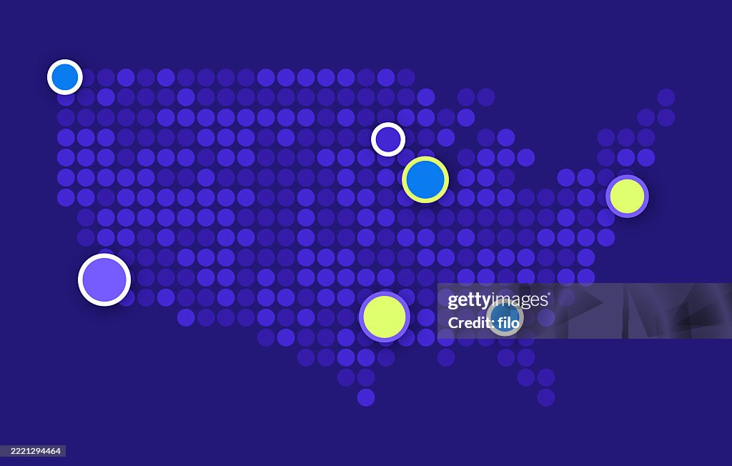 United States Halftone Dot Modern Data Map