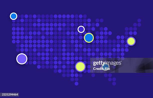 stockillustraties, clipart, cartoons en iconen met united states halftone dot modern data map - bevolkingsdichtheid