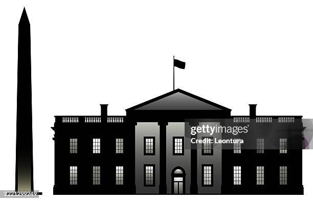 whitehouse and washington monument, washington dc - washington dc night stock illustrations