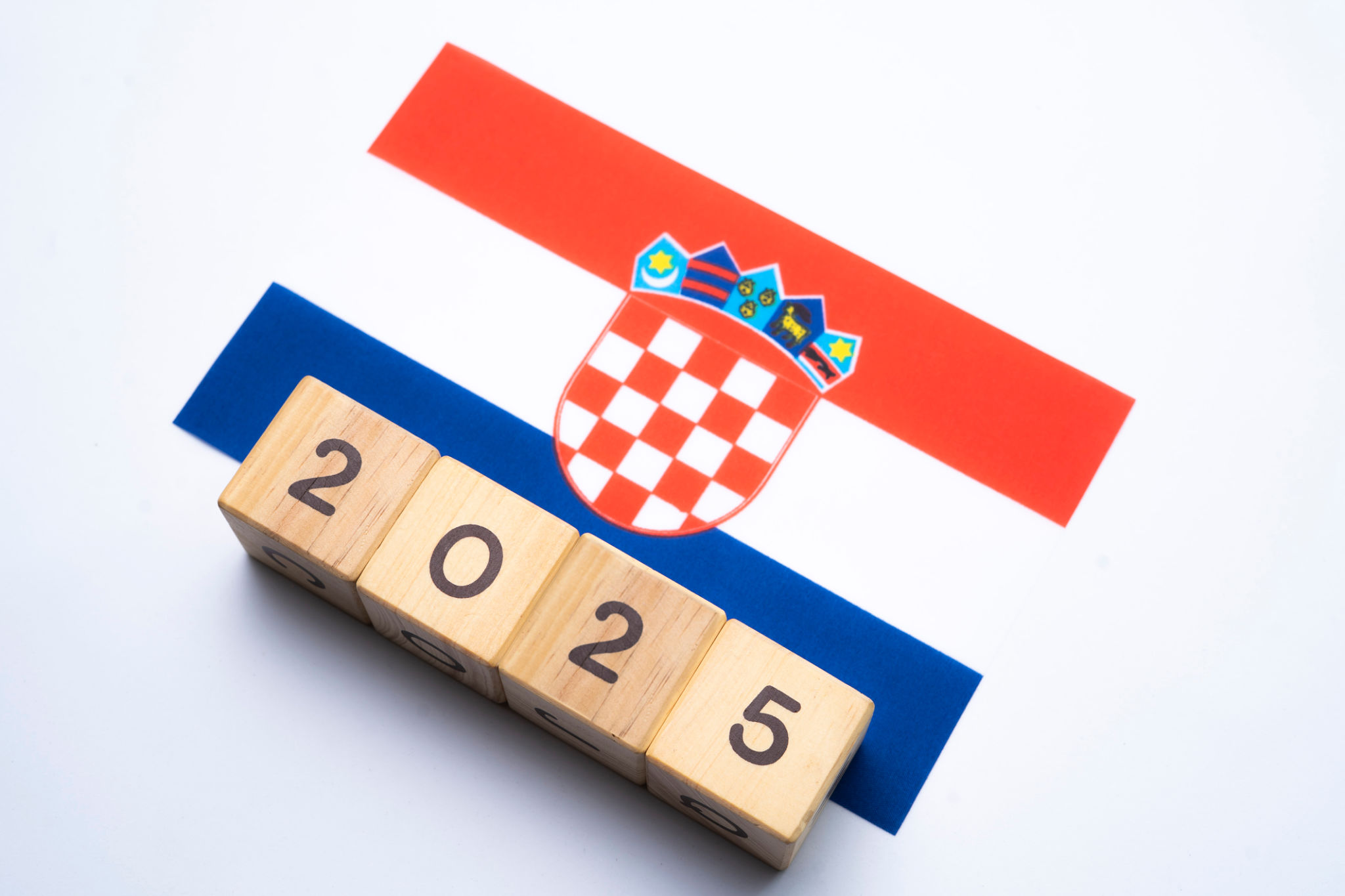 2025, Croatia flag with date block, Concept, Important events for Croatia the new year, election, economy, social activities, central bank, Croatia foreign policy 2025, Croatia flag with date block, Concept, Important events for Croatia the new year, election, economy, social activities, central bank, Croatia foreign policy